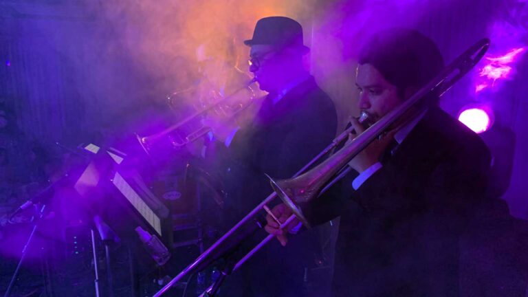 Liquid Blue 3-Piece Horn Section with Saxophone, Trombone, and Trumpet