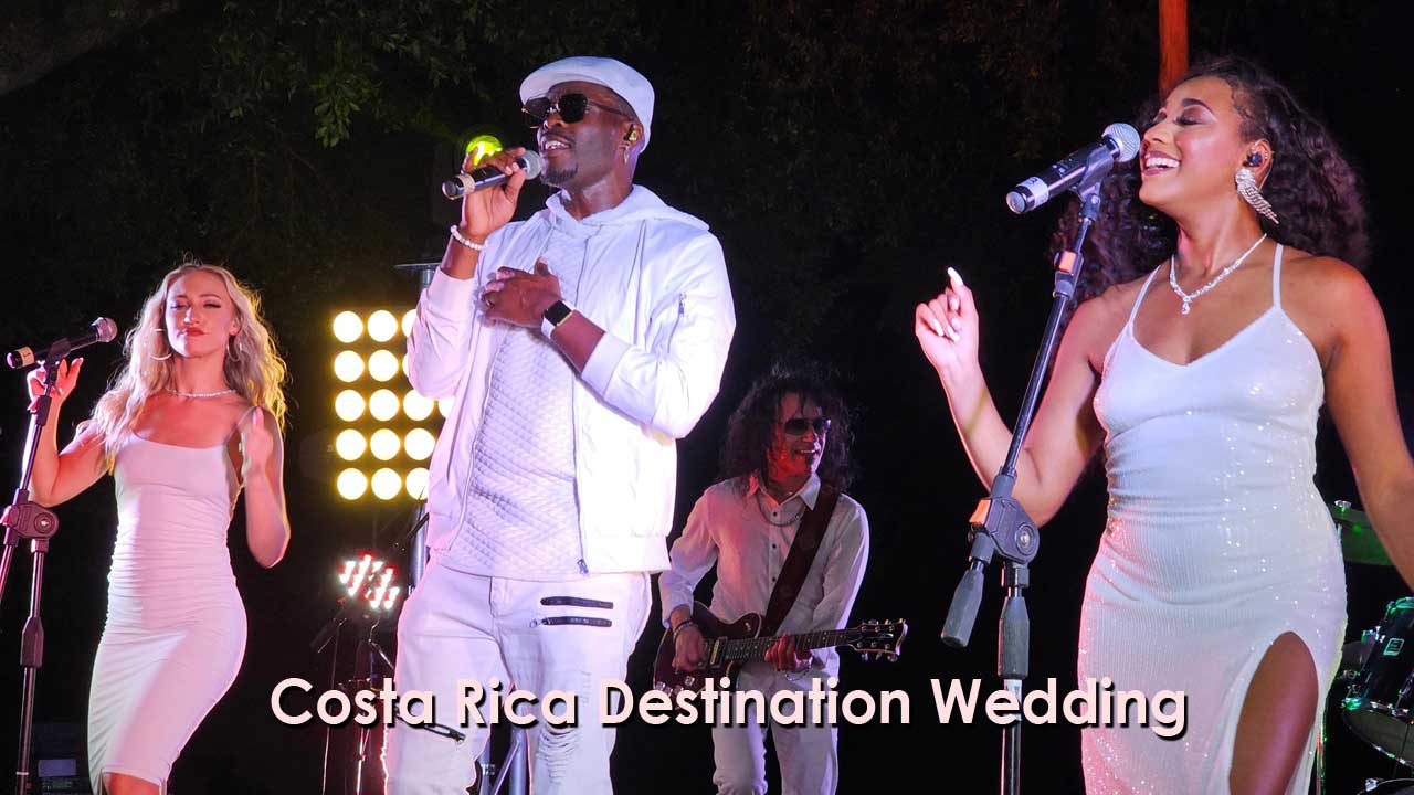 Liquid Blue Destination Wedding Band in Costa Rica